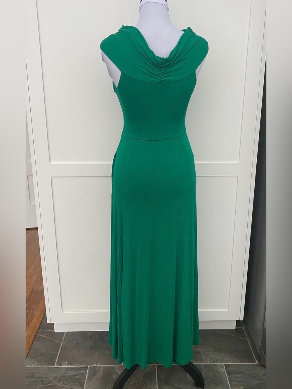 Boden Bardot Kelly Green Crisscross Twist Front Jersey Maxi Dress Viscose Size 4 - Picture 5 of 11